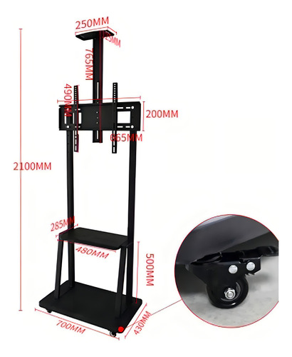 Soporte Tv Movil Con Ruedas 32 A 70 Base Pedestal Stand 1700