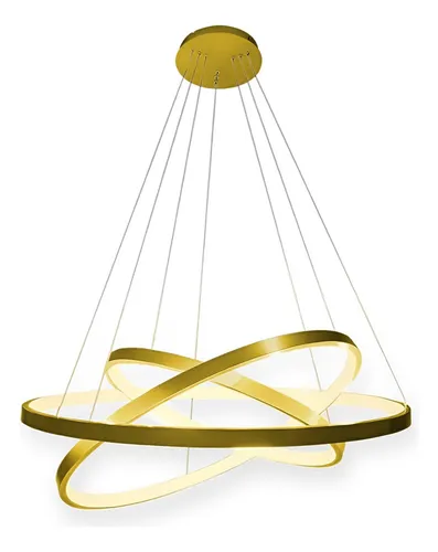 comprar Lustre Led Pendente Moderno 3 Arcos Anéis 89w 60cm 5 Cores