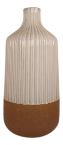 Jarron Botellon Bicolor Mediano De Ceramica 19,5 X 12,5 Cm