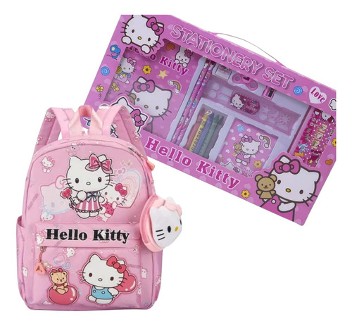 Mochila Hello Kitty Más Juego De Papelería Hello Kitty Rosa Hello Kitty