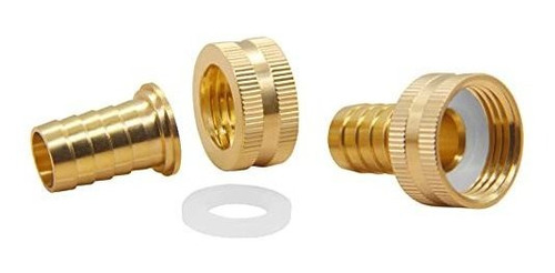 Hooshing 2pcs Solid Brass Garden Hose Repair Kit 5/8 Barb X