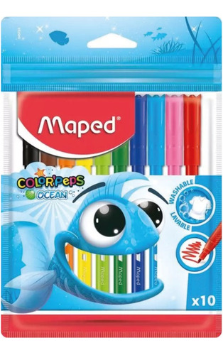 Marcadores Maped Ocean X 10  Colores Lavables Escolares