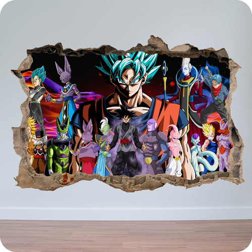 Vinilo Mural Pared Rota Gigante Dragon Ball Super 100x150