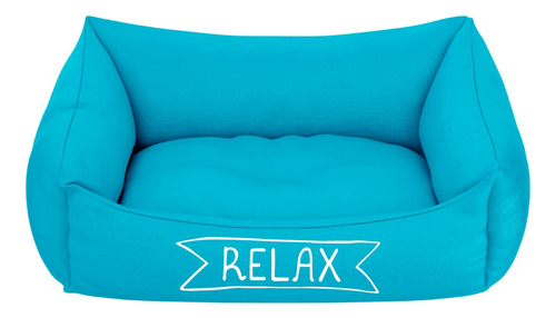 Cama De Cachorro Pequeno Azul, 2 Comedouros E Coleira M Cor Relax