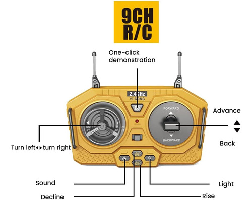 2.4ghz 9ch Vehículo De Ingeniería Camión De Construcción