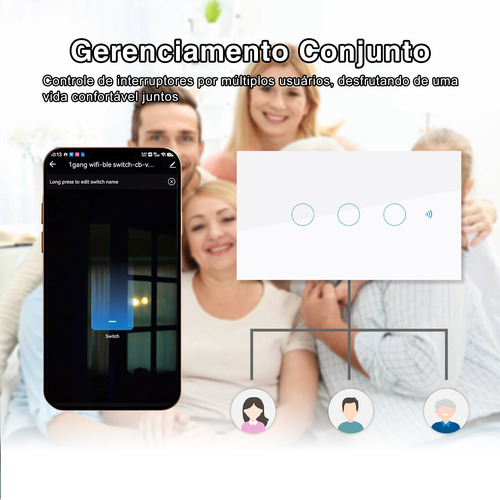 3 Botões Teclas Touch Digital Wifi Interruptor Inteligente