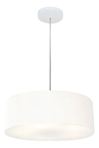 Lustre Pendente Cilíndrico Md-4132 Cúpula em Tecido 40x15cm Branco -