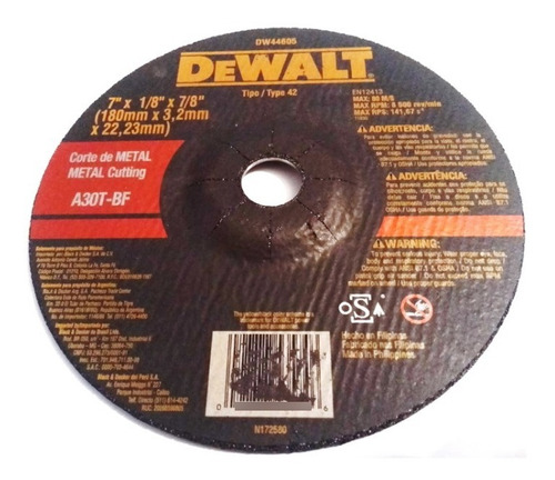 Disco De Corte Metal Dewalt 7 X 1,8 X 7/8 