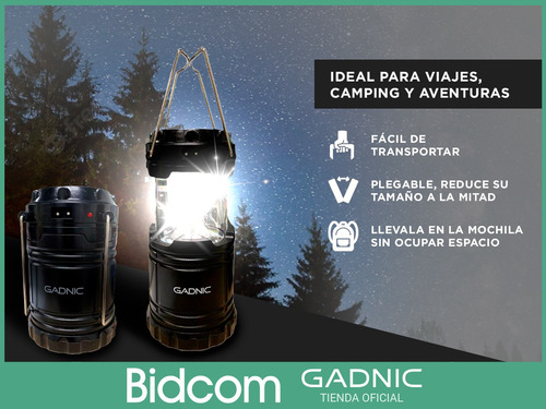 Farol Luz Led Solar Campamento Extensible Gadnic Recargable