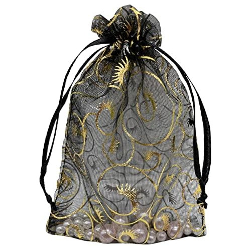 100pcs Bolsas De Organza Negras 4''x6'' Bolsas De Regal...