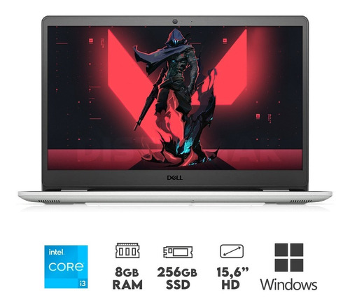 Portátil Dell Inspiron 3501 plata 15.55", Intel Core i3 1115G4 8GB de RAM 256GB SSD, Intel UHD Graphics Xe G4 48EUs 60 Hz 1366x768px Windows 10 Home