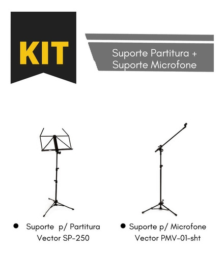 Estante De Partitura Retrátil + Suporte P/ Microfone