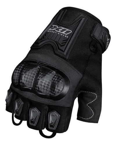 Luva Motoqueiro X11 Blackout Masculina Meio Dedo C/ Proteção