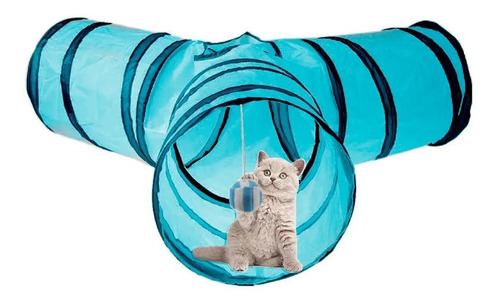 Imagen 3 de 6 de Juguete Tunel Gato 4 Entradas Plegable Huron Conejo Mascotas