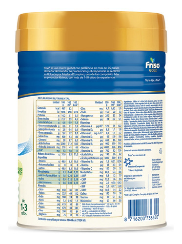 Friso Gold Comfort Next (1 A 3 Años) Lata C/ 400gr