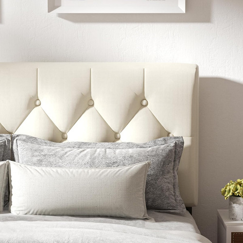 Bed Frame Matrimonial Sismplly Tapizada Beige