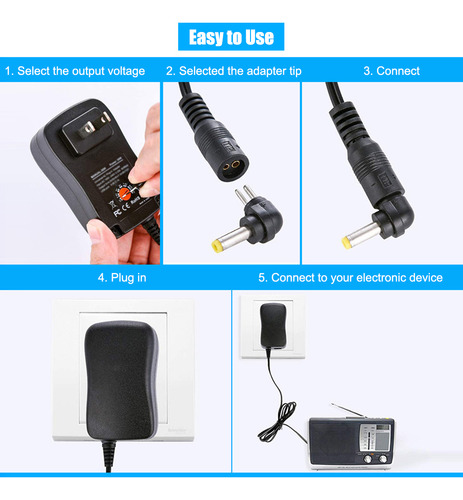 Adaptador De Corriente Dc Ac A Cargador Doméstico Universal
