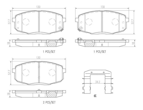 Imagen 2 de 4 de Balatas Brembo (d) Kia Forte 11-13 Hyundai Elantra 09-12