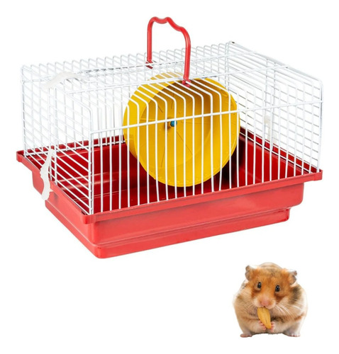 Gaiola Hamster Roedores Porquinho Da Índia Com Roda Pequena Cor Vermelho