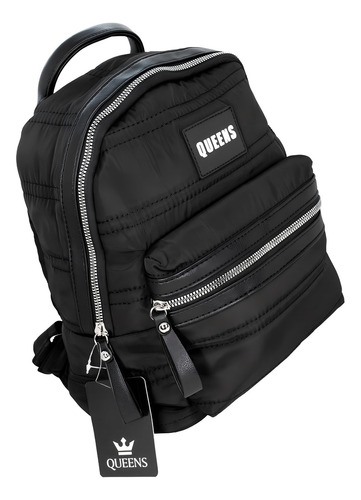 Queens Cartera Mochila Urbana Mujer Bolso Negro Qi22106 Color Negro QV22126