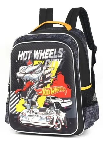 Mochila Meninos Escolar Hot Wheels Alto Relevo City Costas G