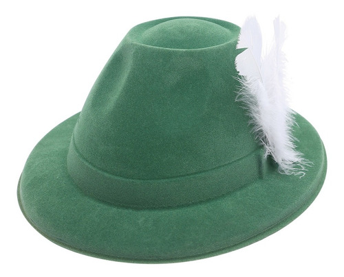 Combo Sombrero / Gorro Tiroles Verde Con Pluma X50u.