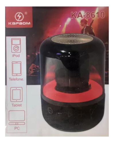 Caixa De Som Bluetooth Transparente Com Led Kapbom Ka-8610 Cor Azul