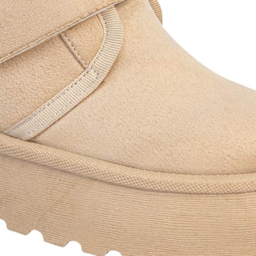 Bota Invernal Forro Peluche Mujer Pink By Price Shoes Beige