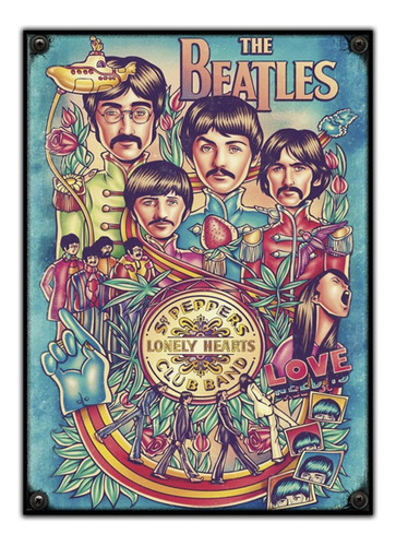 #937 - Cuadro Decorativo Vintage - The Beatles Rock No Chapa