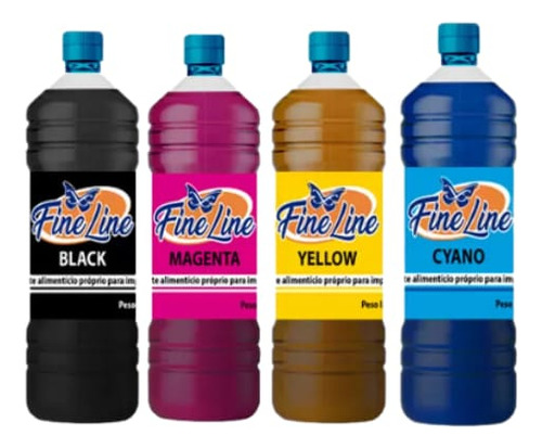 Kit 12 Unid Tinta 1 L Comestível P/papel De Arroz- Fine Line