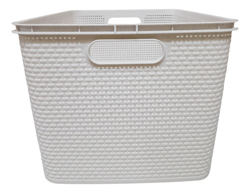 Cesto De Roupa Com Alca De Plastico 29l Cor Branco Lisa