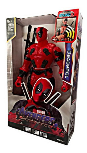 Muñeco Articulado Deadpool 28cm Armas Y Sonidos Juguete Niño