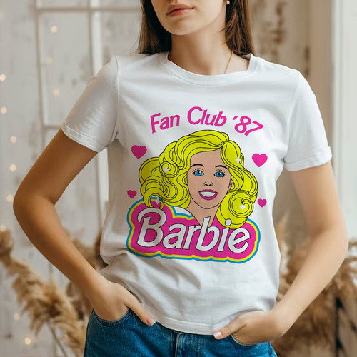 Remera Blanca Spum Modal Personalizada Barbie Nro 9