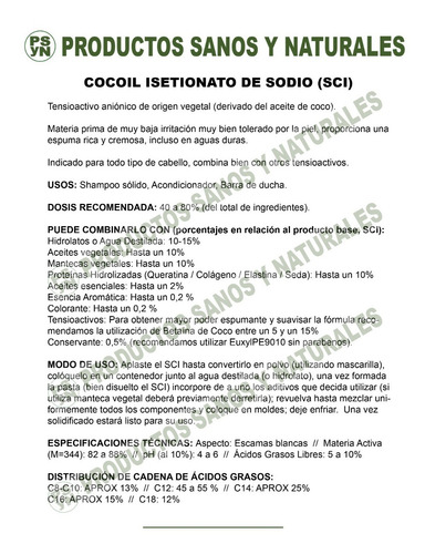 Cocoil Isetionato De Sodio Sci Para Shampoo Solido 100grs