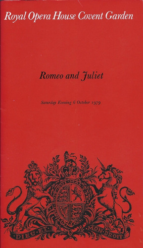 Programa Teatro Royal Opera House Ballet Romeo & Juliet 1979