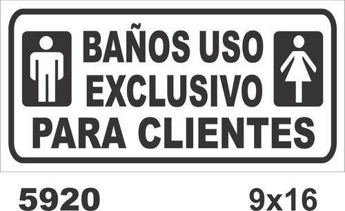 Calco Baño Uso Exclusivo Para Clientes 9x16cm Oferta!!! 