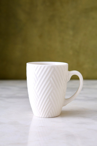 X 6 Tazas Mugs De Ceramica Blanca Texturadas 9 X 11.5cm