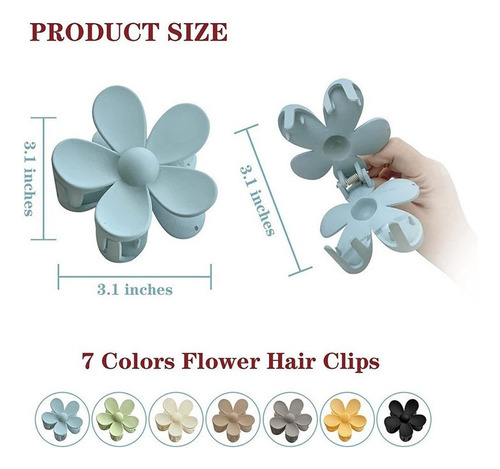 Paquete De 7 Pinzas Con Forma Flor, Pinza Para El Pelo Mate