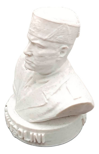 Busto Estátua Benito Mussolini 7cm Cor Branco