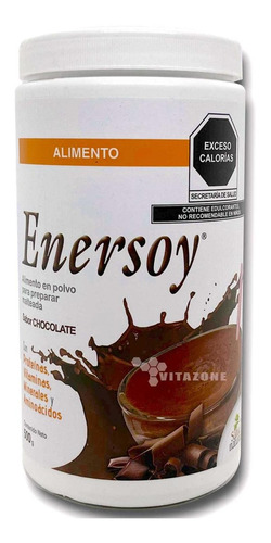Imagen 1 de 6 de Malteada Enersoy Alimento De Soya Chocolate 500 G Vitaminas