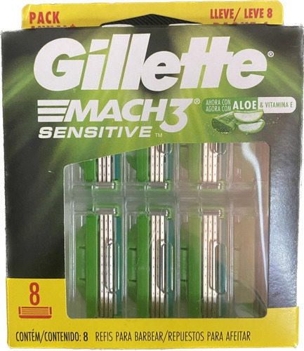 Gillette Mach3 Sensitive Repuestos Pack 8 Unidades Aloe Vite