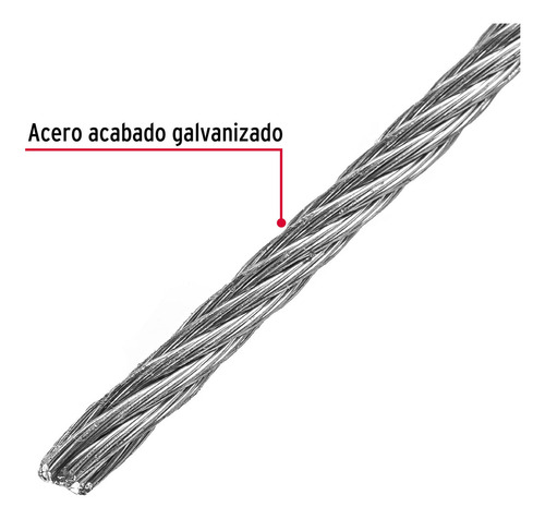 Cable Rígido De Acero 3/32', 7x7, 75 M Fiero