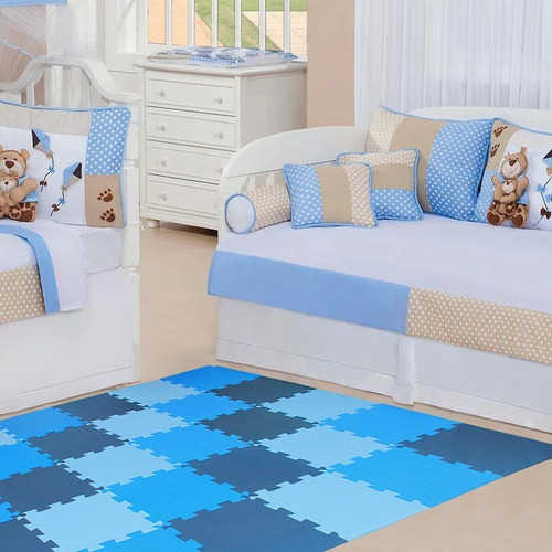Kit 16 Tapetes Tatames Eva Bebe Infantil 50x50x1cm (menino)