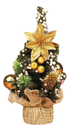 2 De Navidad De Escritorio Con Base, Mini Árbol De Oro