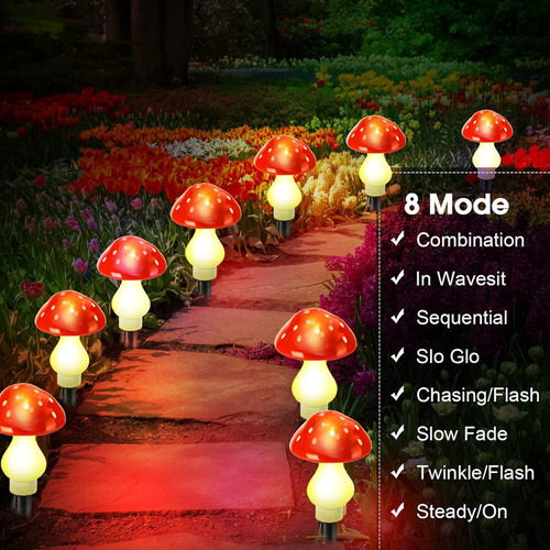 Cadena Solar Led De Luces Led En Forma De Hongo Para Jardín