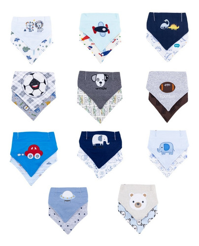 Imagen 2 de 2 de Pack 6 Baberos Bandanas De Algodón Para Bebes