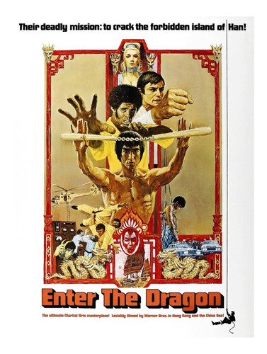 Cuadro Decorativo Cartel Bruce Lee Enter The Dragon / Tela