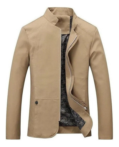 Chaqueta Con Cuello Alto De Color Liso Para Hombre, Gabardin