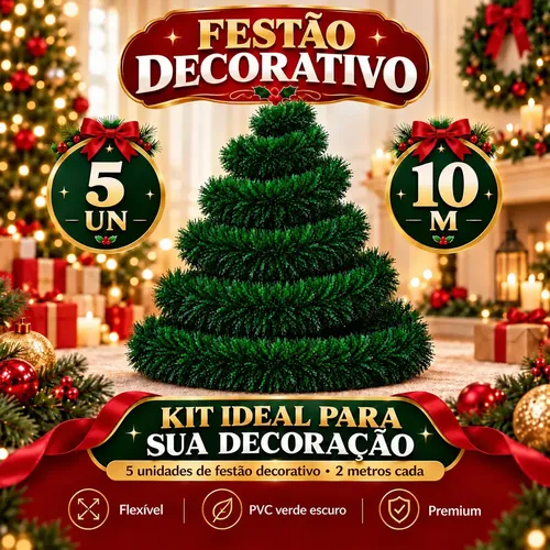 Petite Flô Festão Arvore de Natal Cheio Grosso Flexível Decoração De