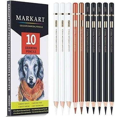 Paquete De 10 Lápices De Carbón De Color Para Dibujar
